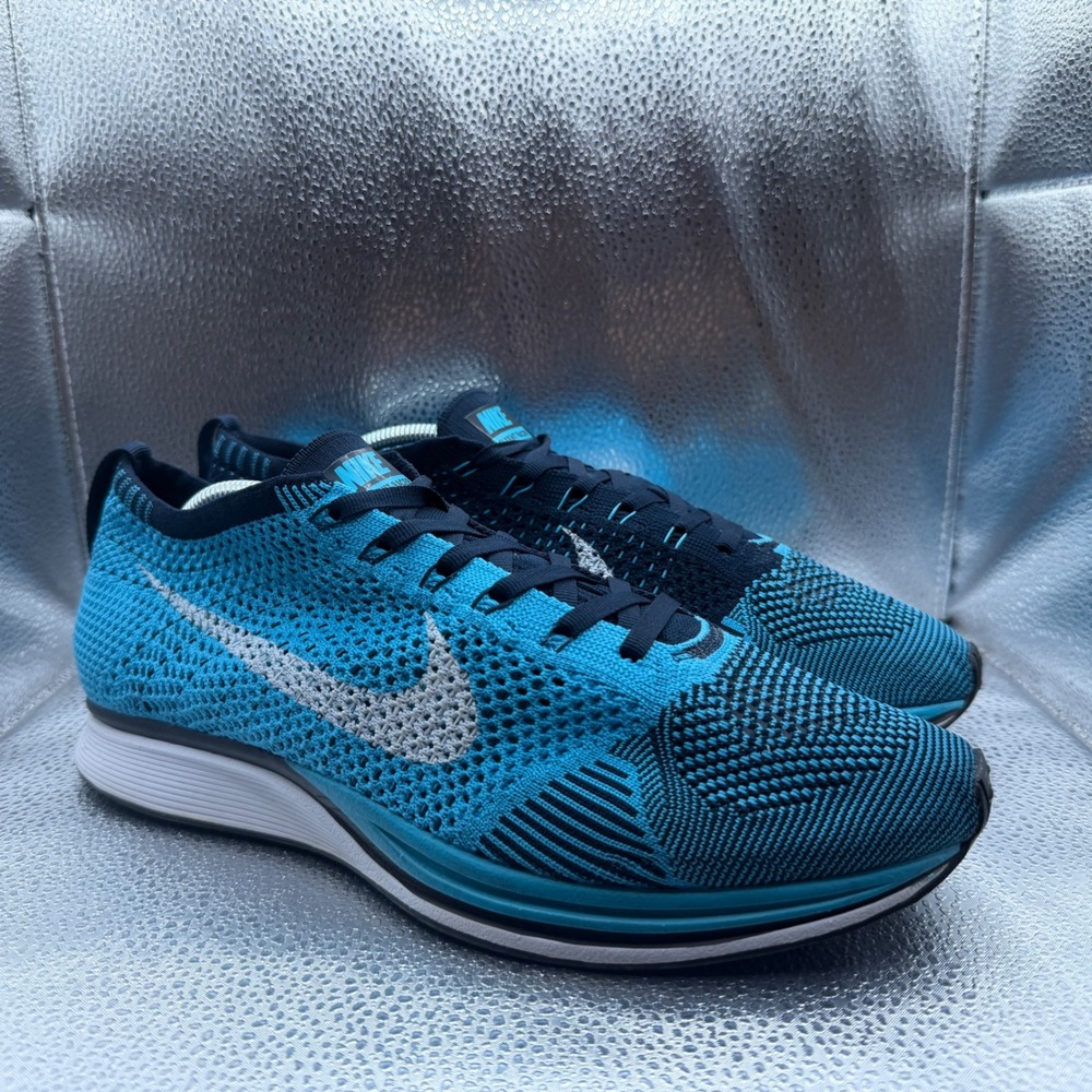 Size 10 Nike Flyknit Racer Mens Blue Excellent Neo Turquoise 526628-414